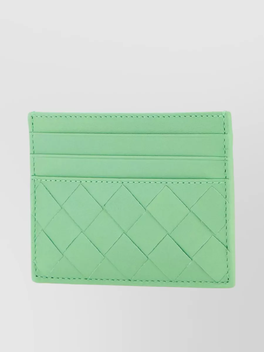 Shop Bottega Veneta Quilted Calf Leather Rectangular Card Holder In Pastel
