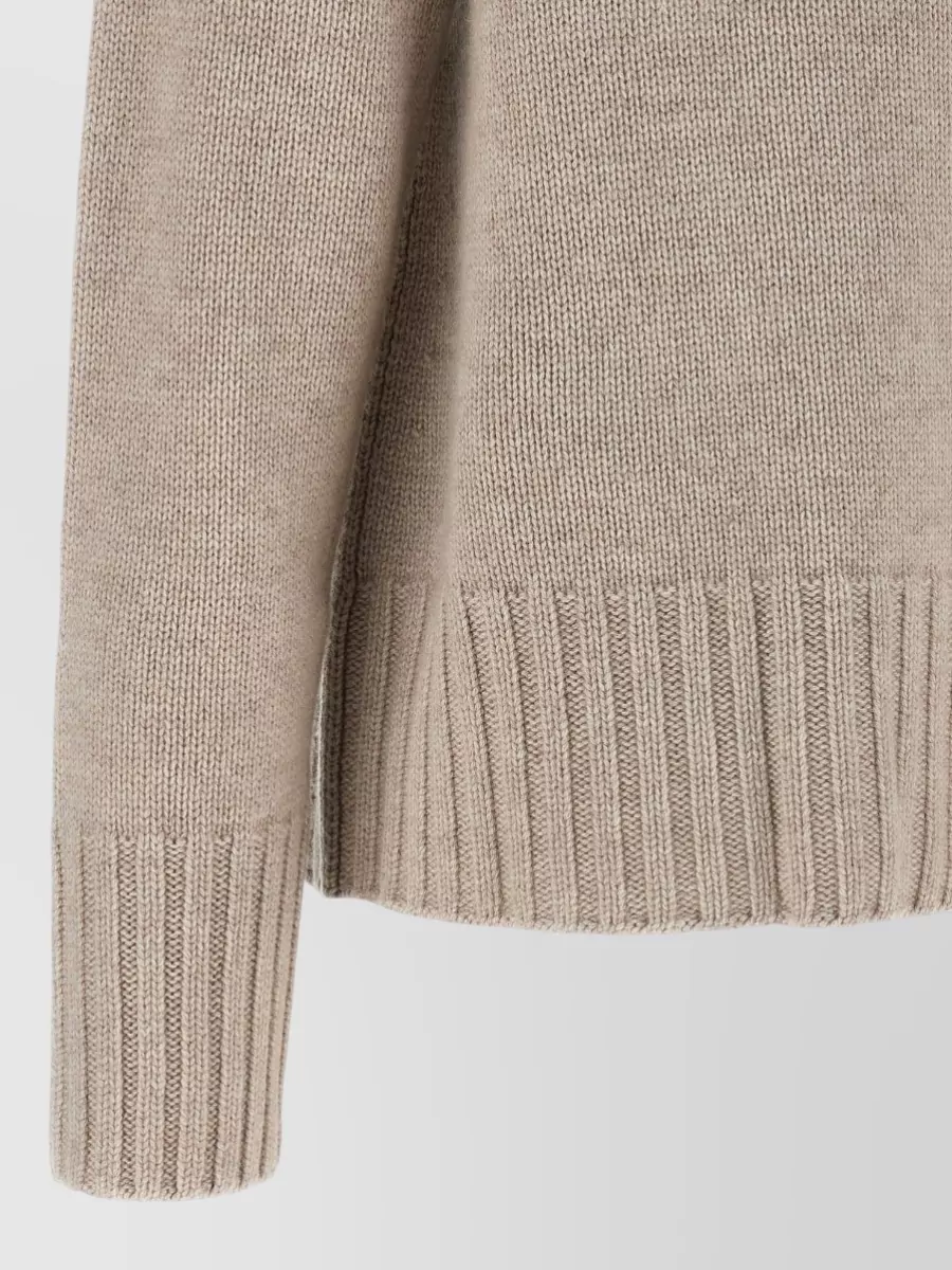 S Max Mara Cashmere Wool Ribbed High Neck Sweater