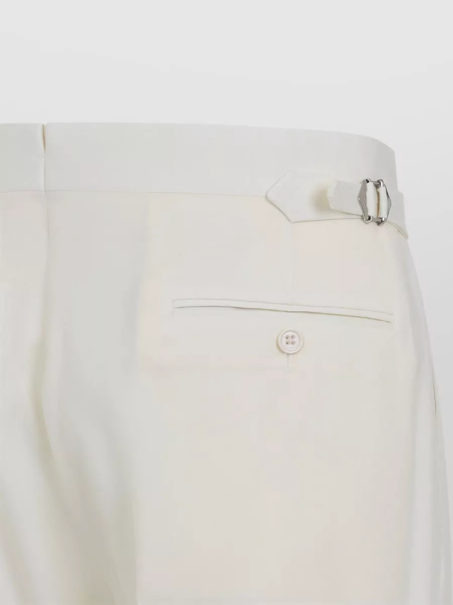 Ralph Lauren Purple Label Pleated Trousers Belt Loops Side And Back Pockets