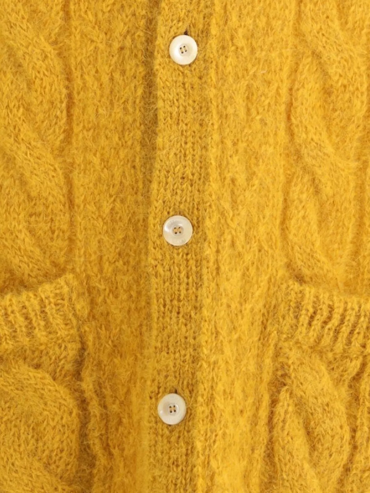 Valentino Mens Patch-pocket Mohair-blend Cable Knit Cardigan Ocra