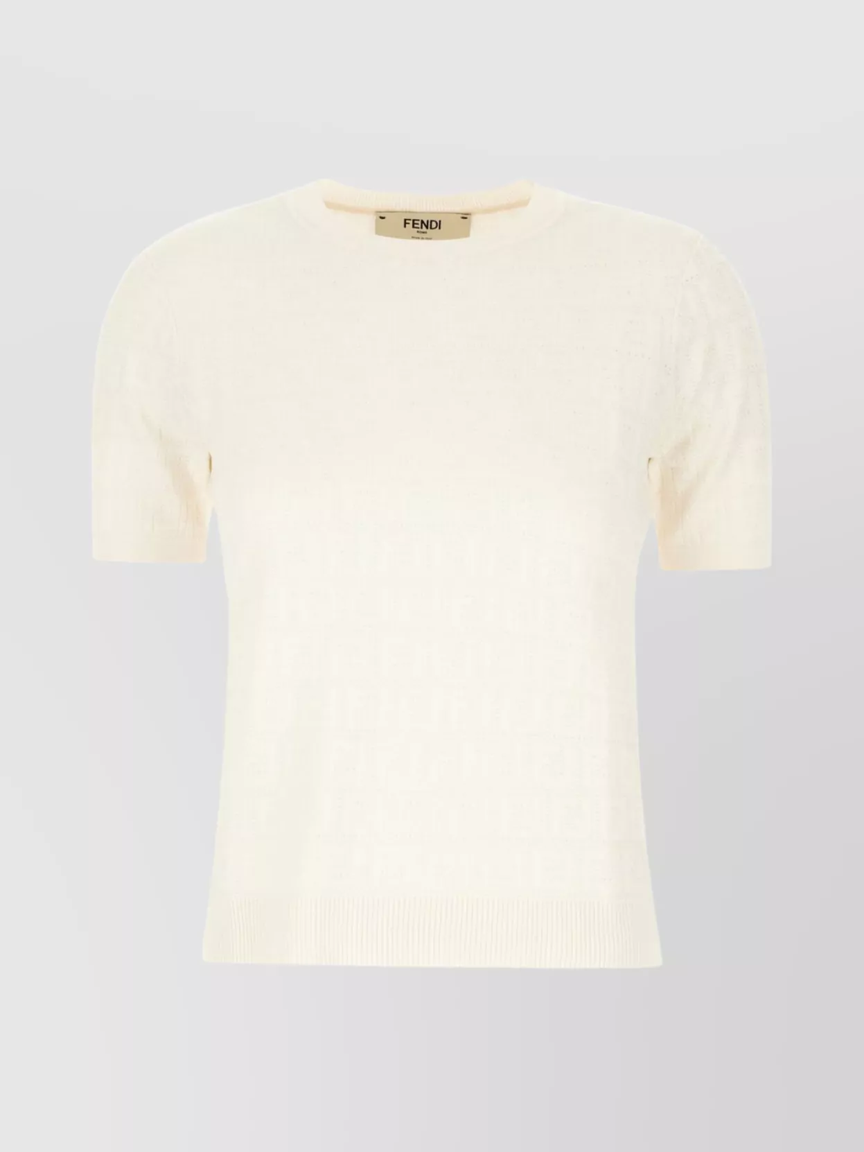 Fendi Stretch Cotton Blend T-shirt With Textured Pattern