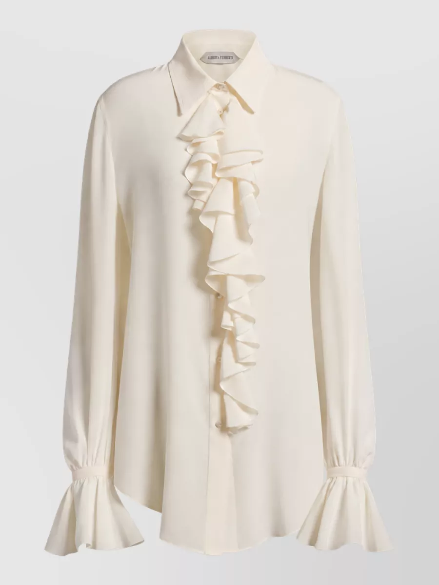 Alberta Ferretti Silk ruffled blouse