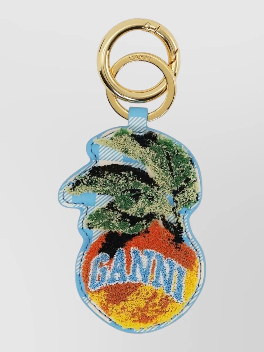 Ganni leather apple keyring