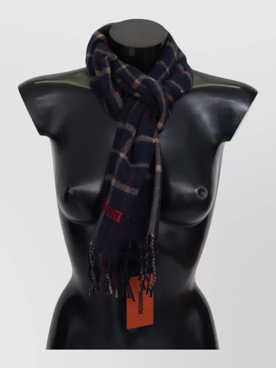 Missoni Camel Hair Checked Fringed Scarf
