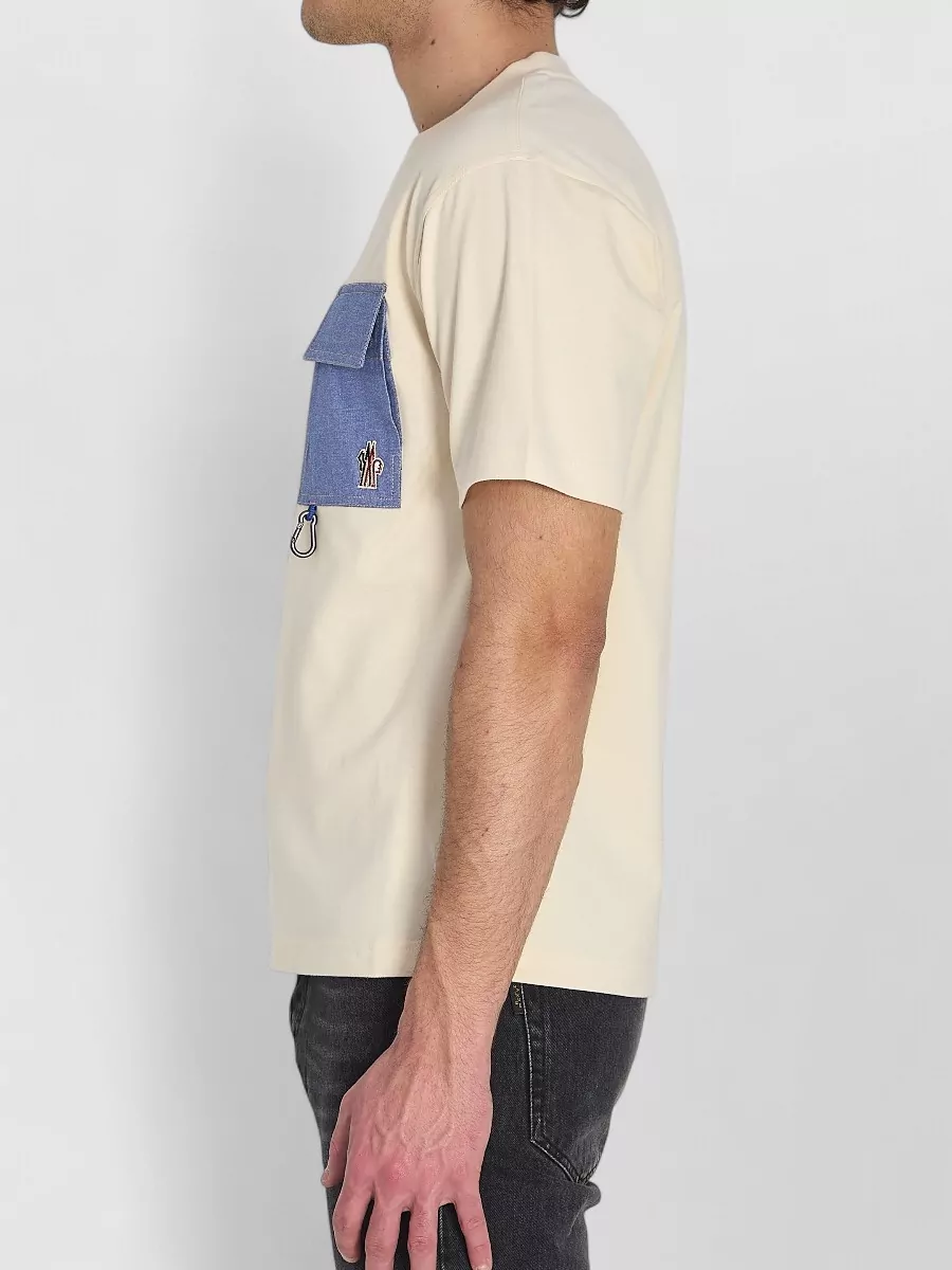Moncler Grenoble T Shirt Denim Pocket Snap Detail