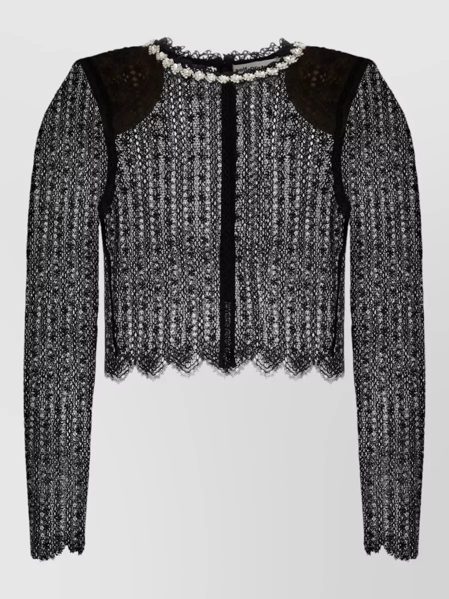 Self-Portrait Lace Long-Sleeve Cropped Jacket