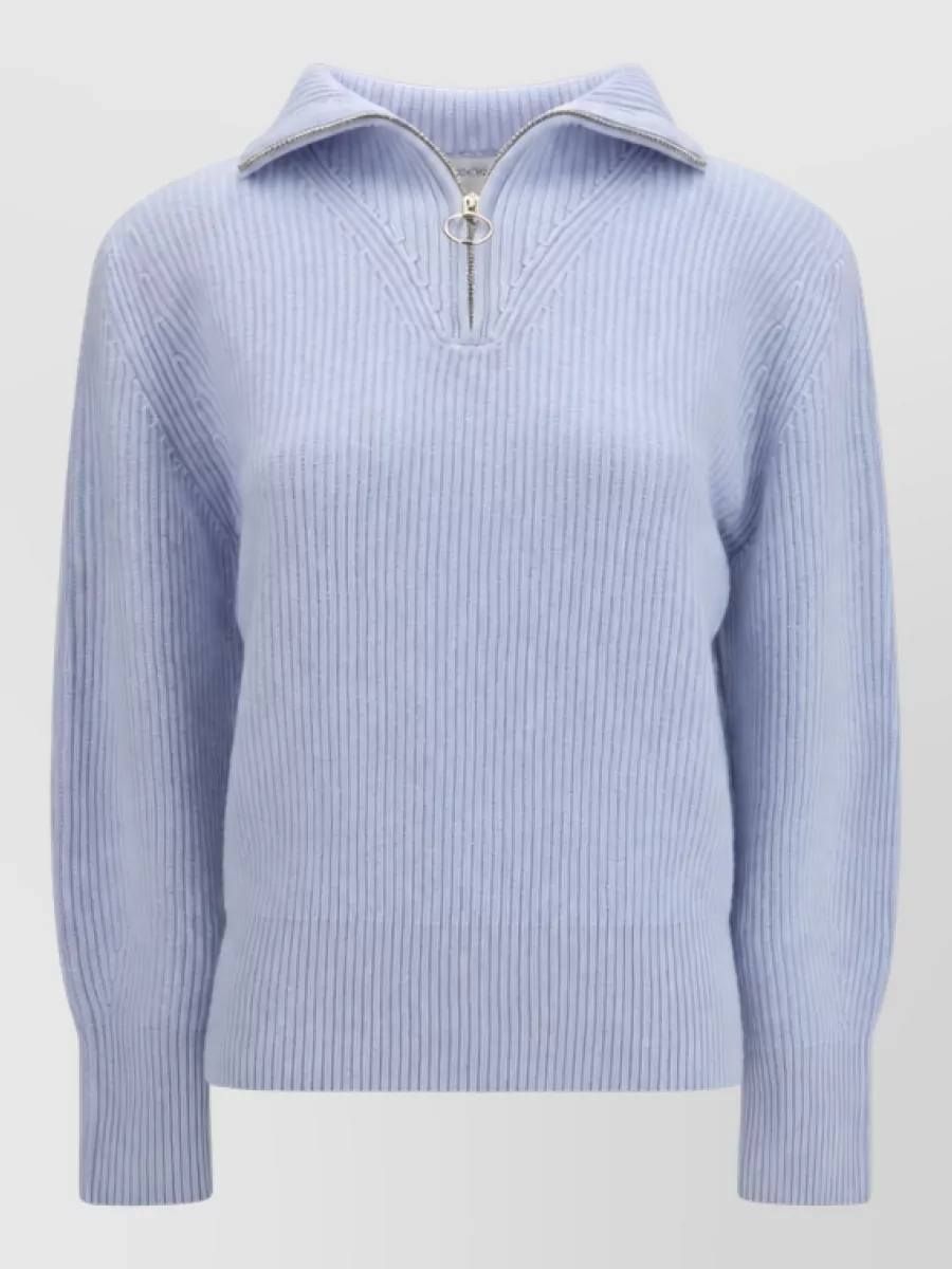Forte Forte Wool Cashmere Ribbed Half Zip Sweatshirt