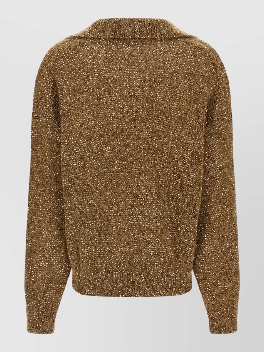 Brunello Cucinelli Sequinned V-Neck Polo Jumper