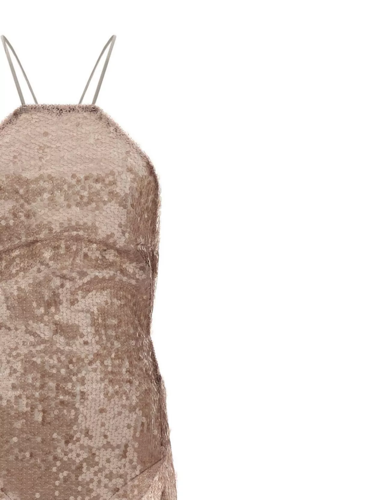 The Andamane Maxi Dress With Spaghetti Straps And Sequins In Neutral