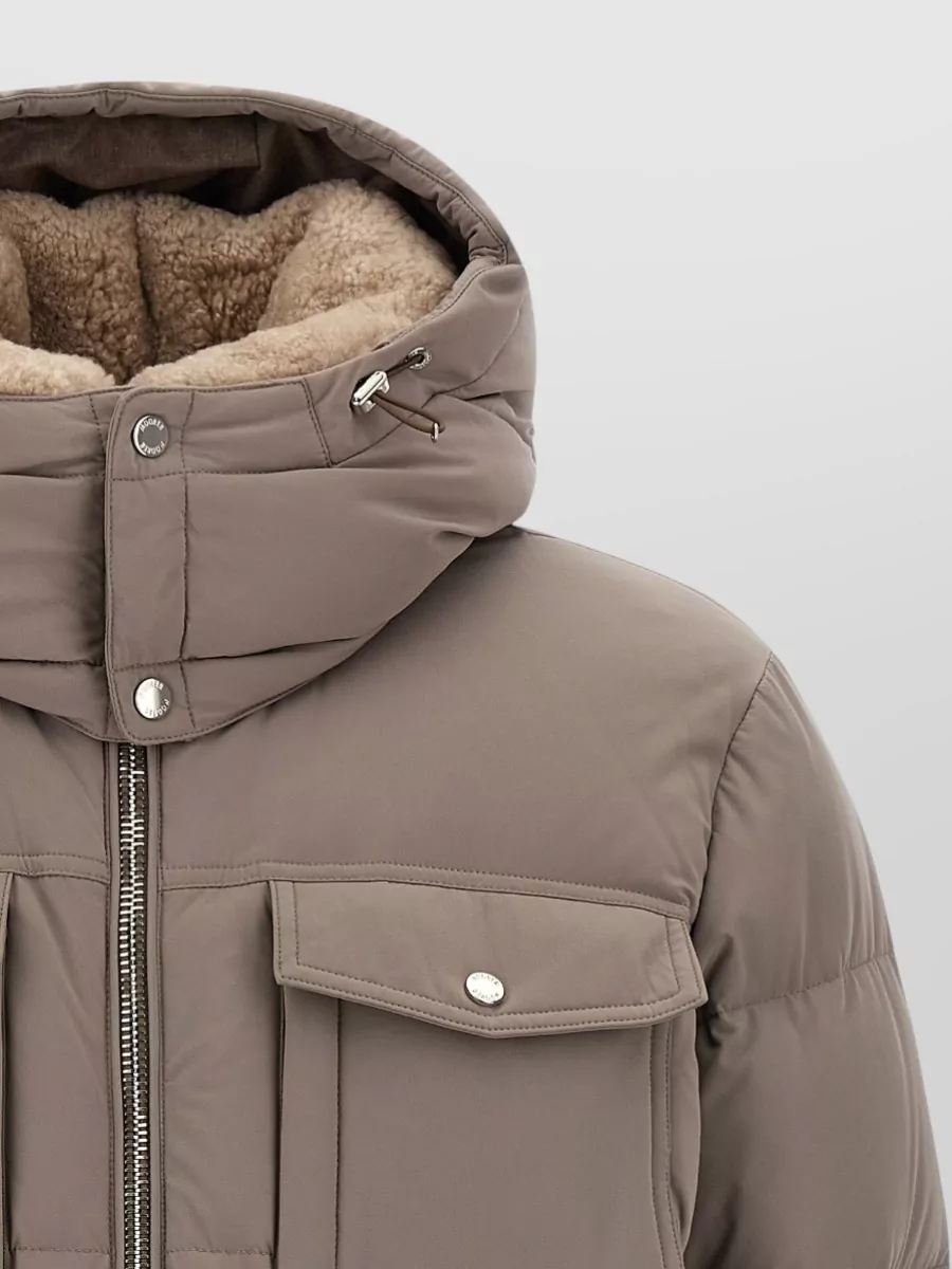 Moorer Wool Cashmere Quilted Padded Bomber Jacket