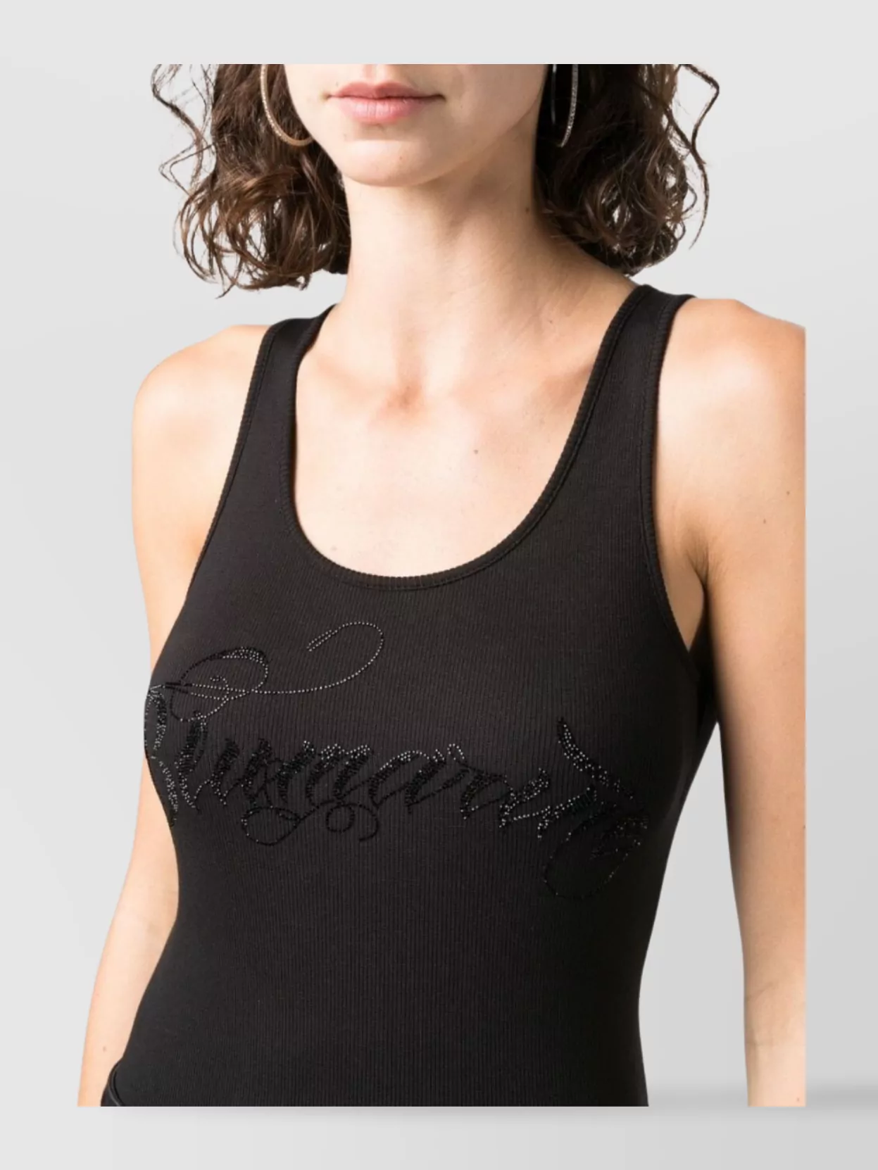 Blumarine Signature Sleeveless Scoop Neck Ribbed Top