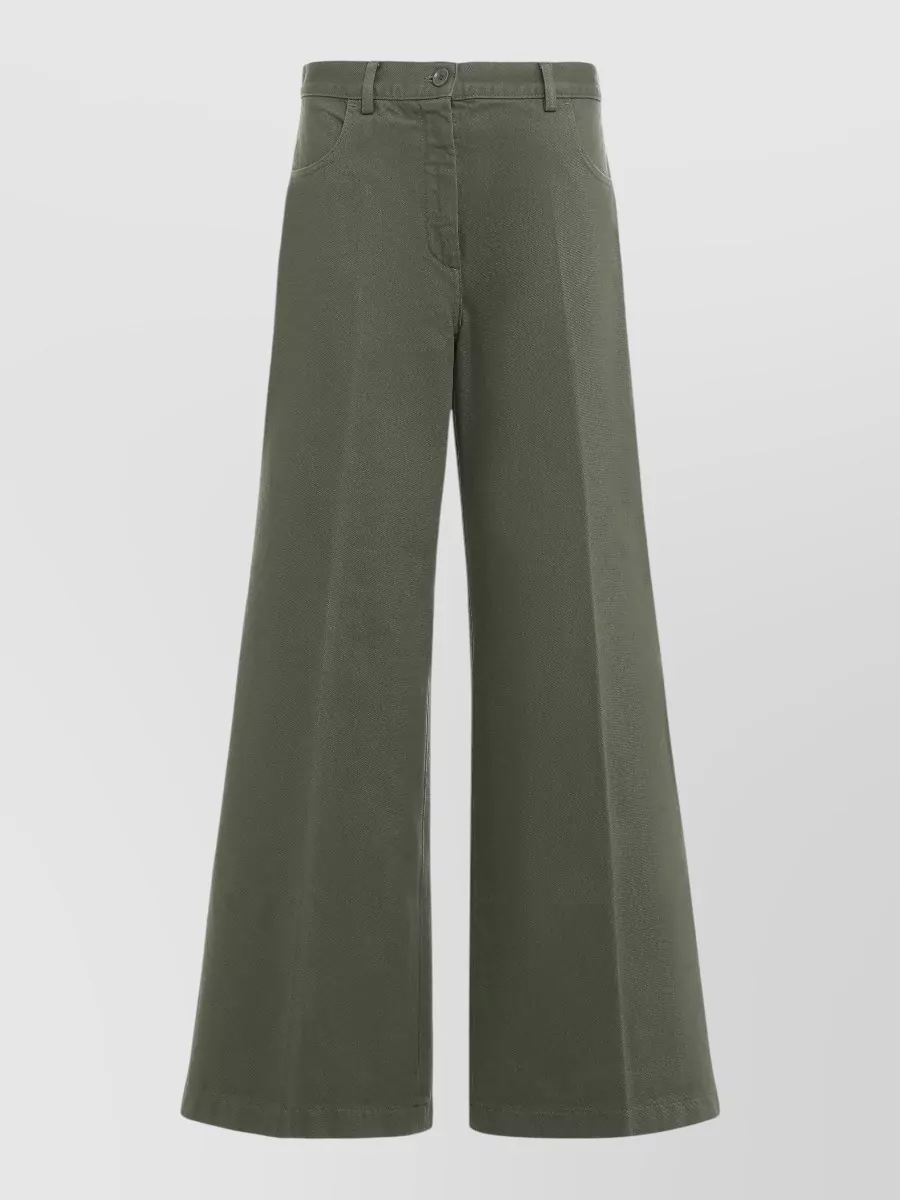 Aspesi Cotton High Waist Wide Leg Trousers In Gray