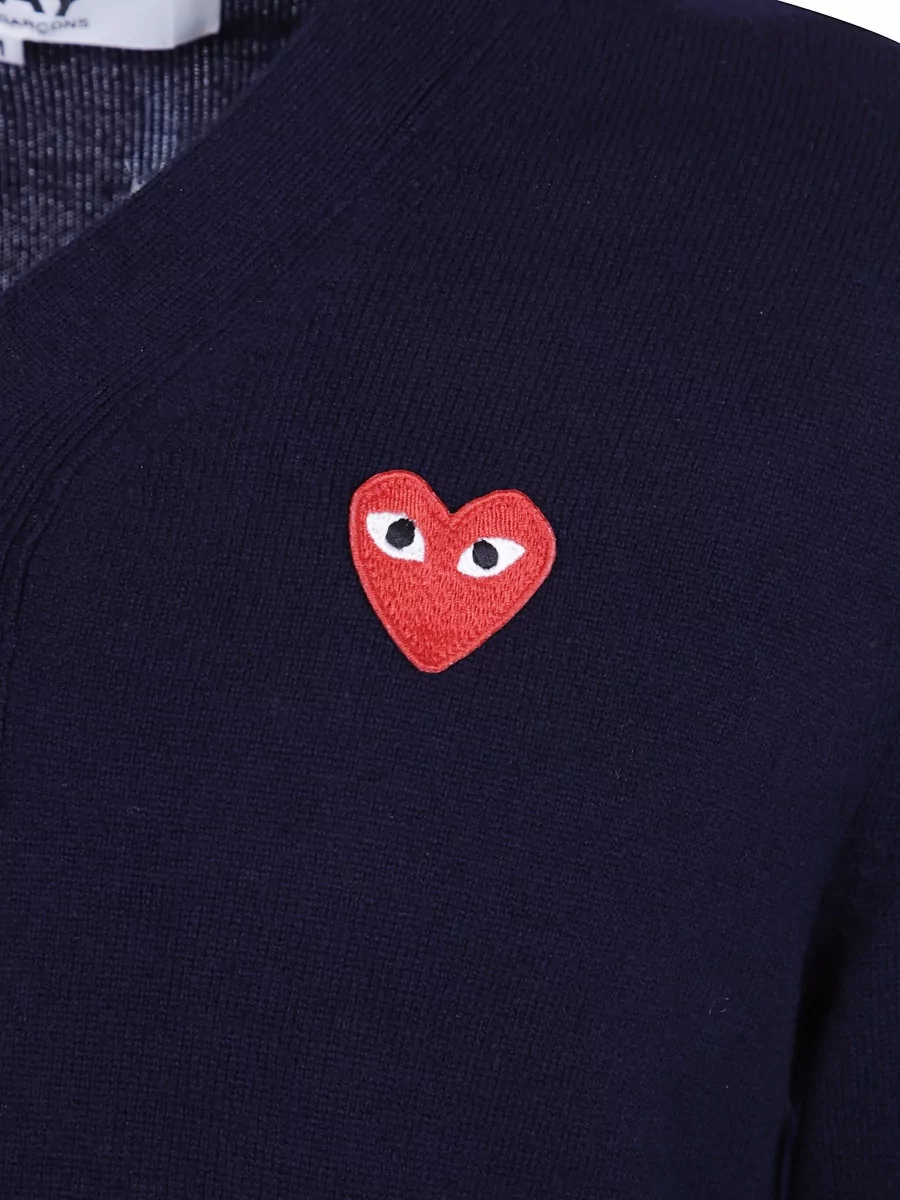 Comme Des Garçons Play V-Neck Wool Cardigan