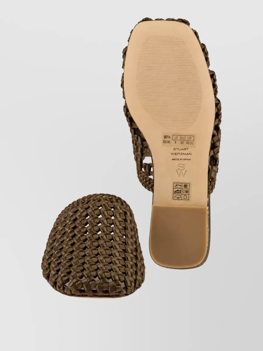 Stuart Weitzman Satin Woven Pointed-Toe Mules
