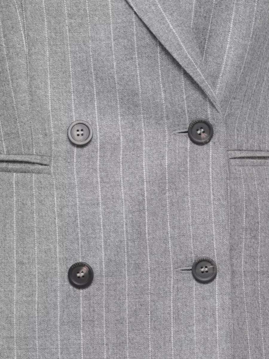 Peserico Double Breasted Pinstriped Wool Blazer