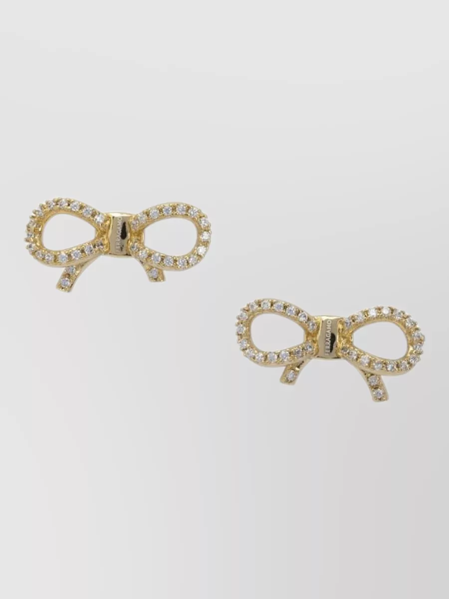 Ferragamo crystal-embellished bow earrings
