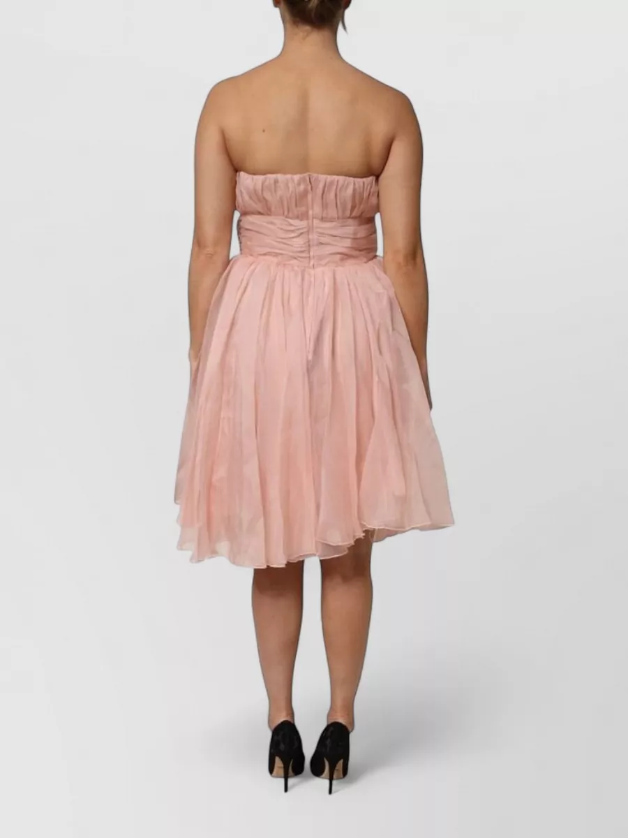 Dolce&Gabbana Silk Strapless Pleated Knee-Length Dress