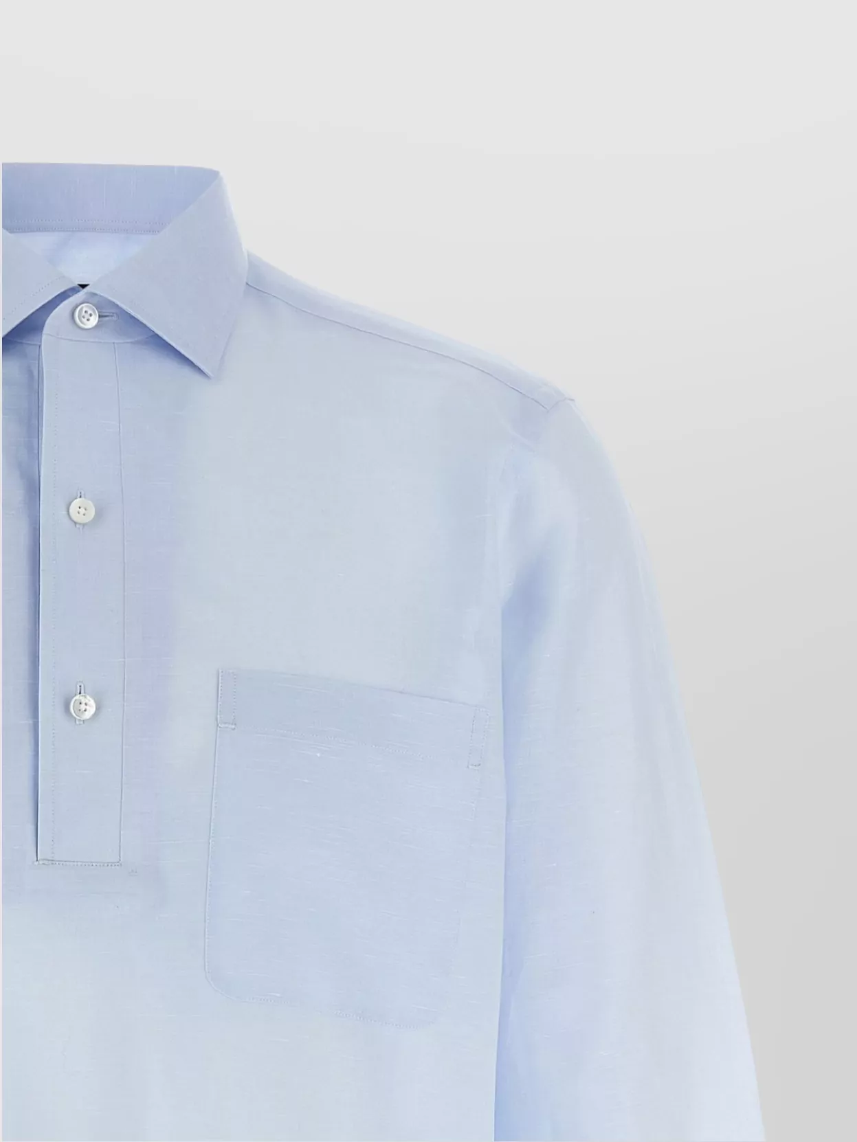 Zegna Button-Down Collar Shirt With Curved Hem