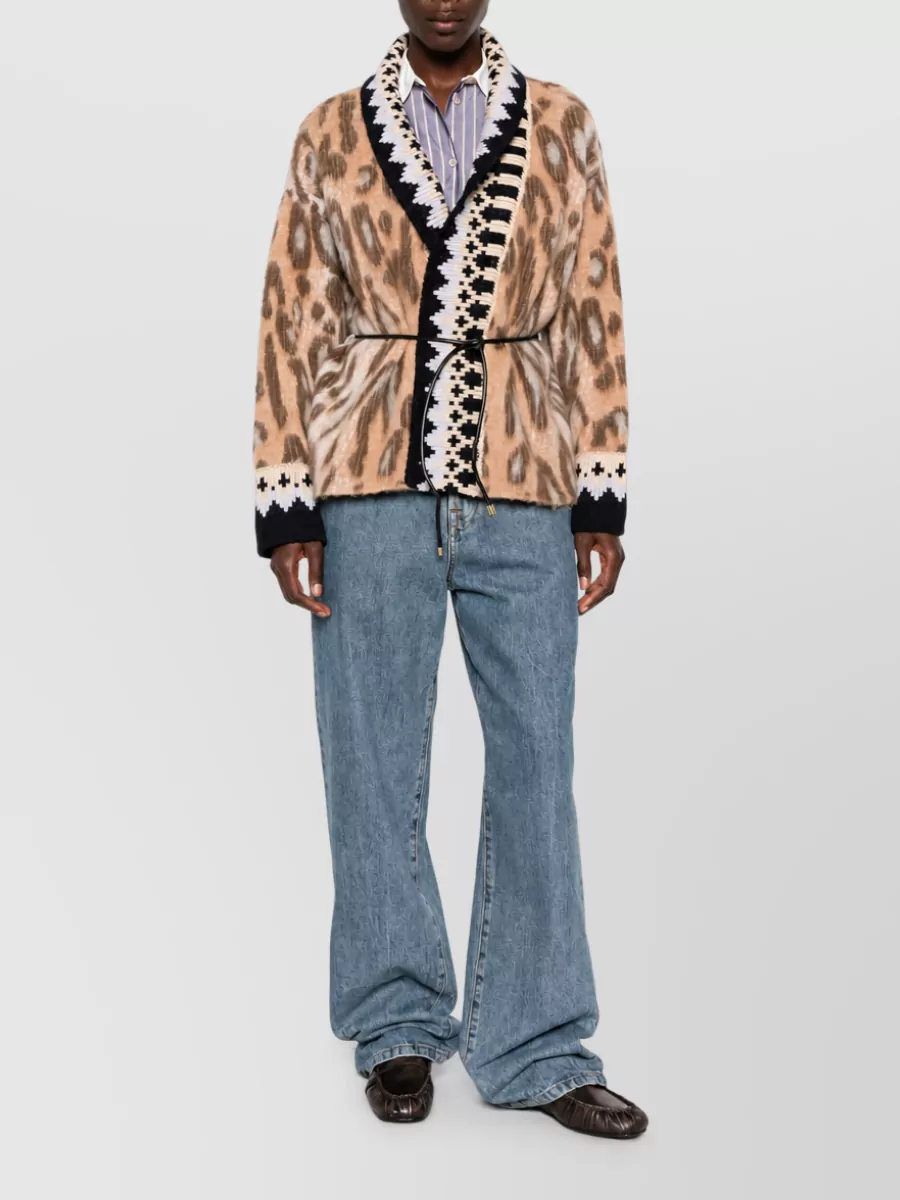 Forte Forte Oversized Leopard-Print Intarsia-Knit Cardigan