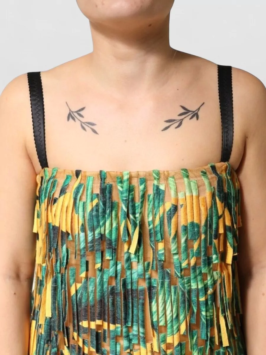Dolce&Gabbana Tropical Print Fringe Midi Dress