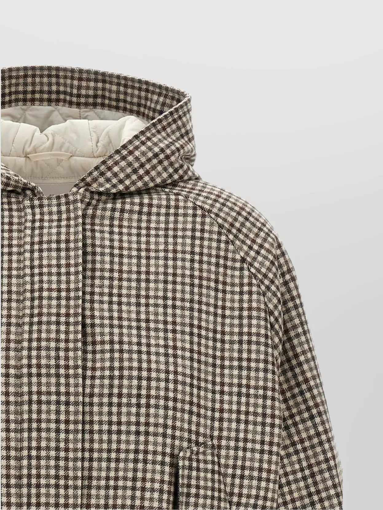 Brunello Cucinelli Check Hooded Jacket With Shiny Zipper Pull