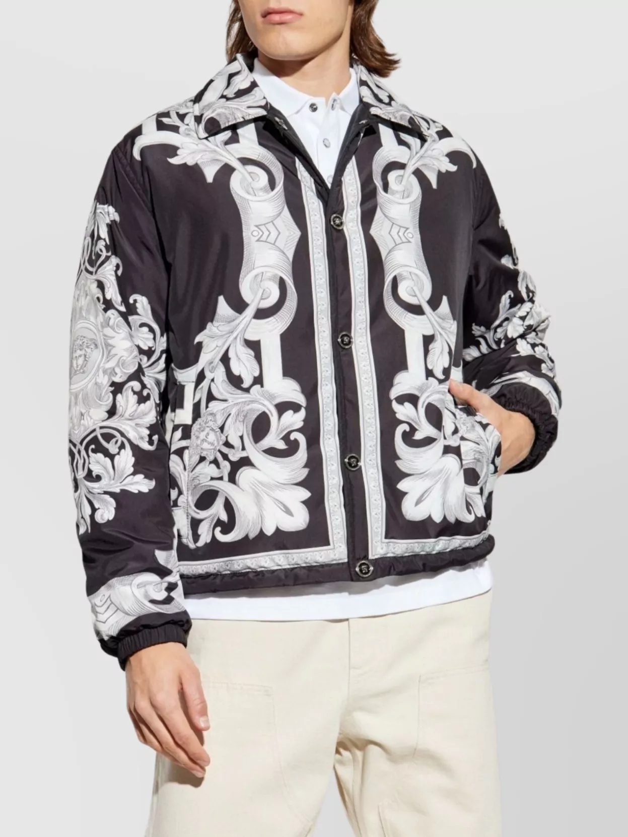 Versace Printed Drawstring Hem Jacket