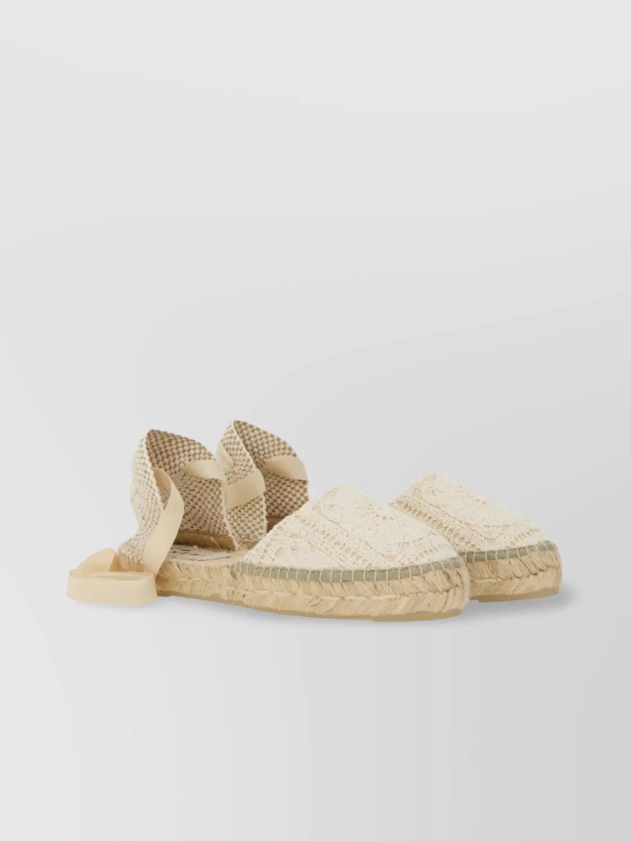 Manebi Valenciana Espadrille With Lace Detailing And Woven Texture