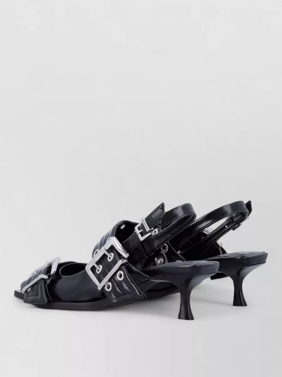 Ganni Glossy Buckle Kitten Heel Sandals