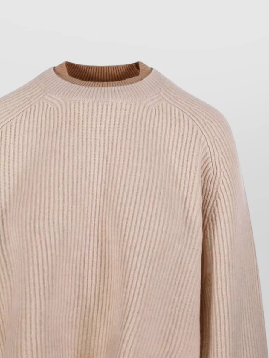 Max Mara Ribbed Cropped Crew Neck Cashmere Wool Jumper