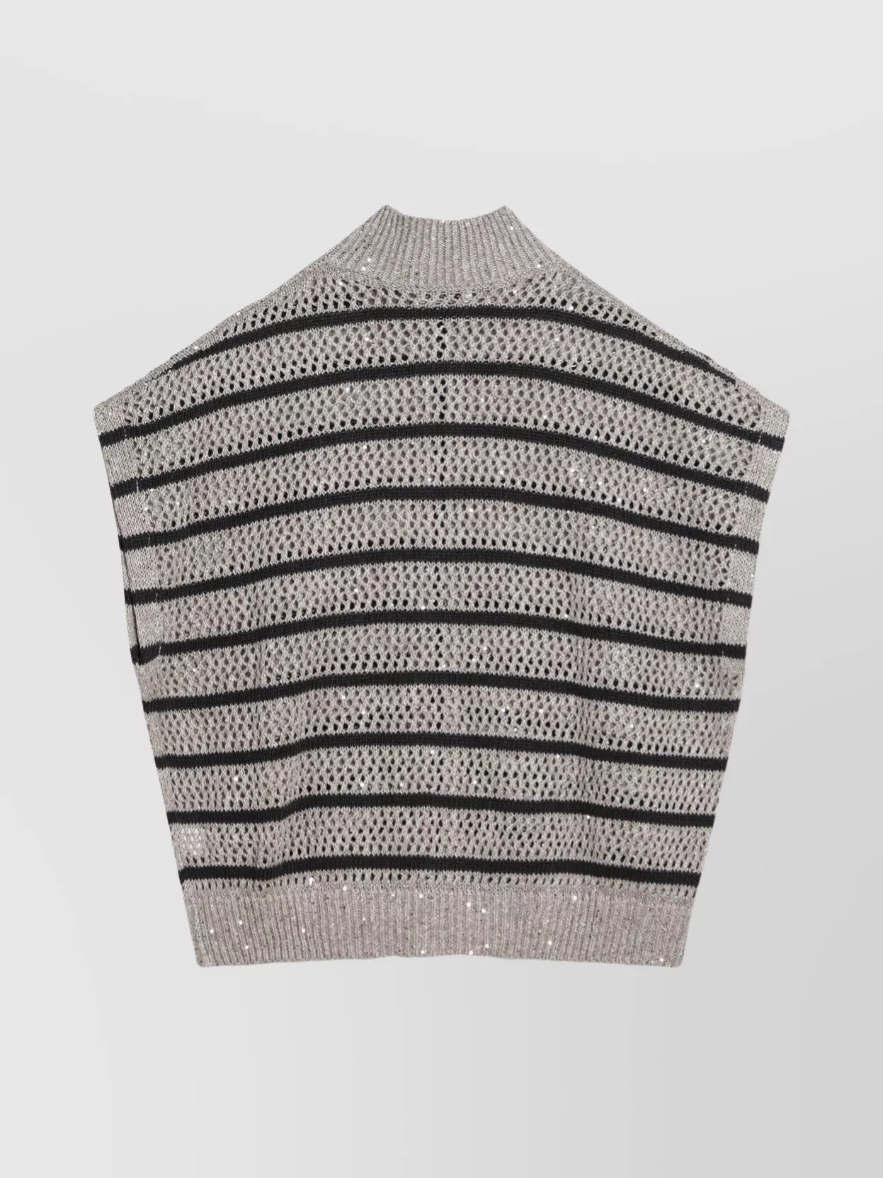 Brunello Cucinelli Linen Blend Striped Mesh Cardigan In Multi