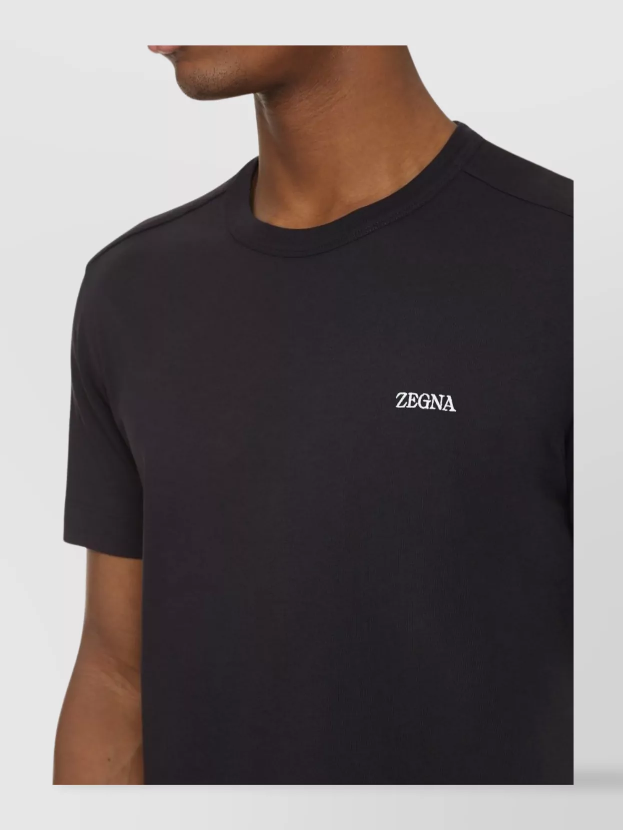 Zegna Logo Cotton Crew Neck T-Shirt With Side Slits