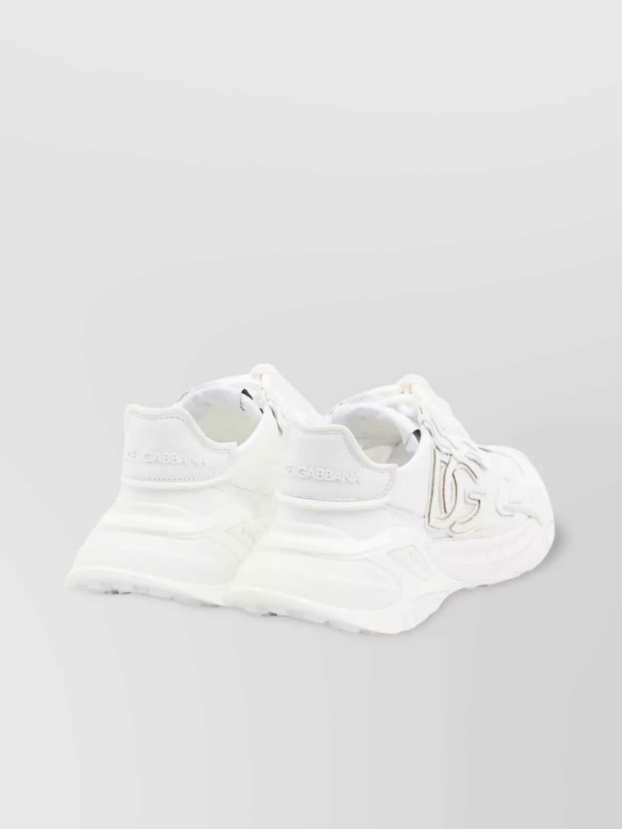 Dolce & Gabbana Accelerate Fabric Sneakers Leather Inserts In White