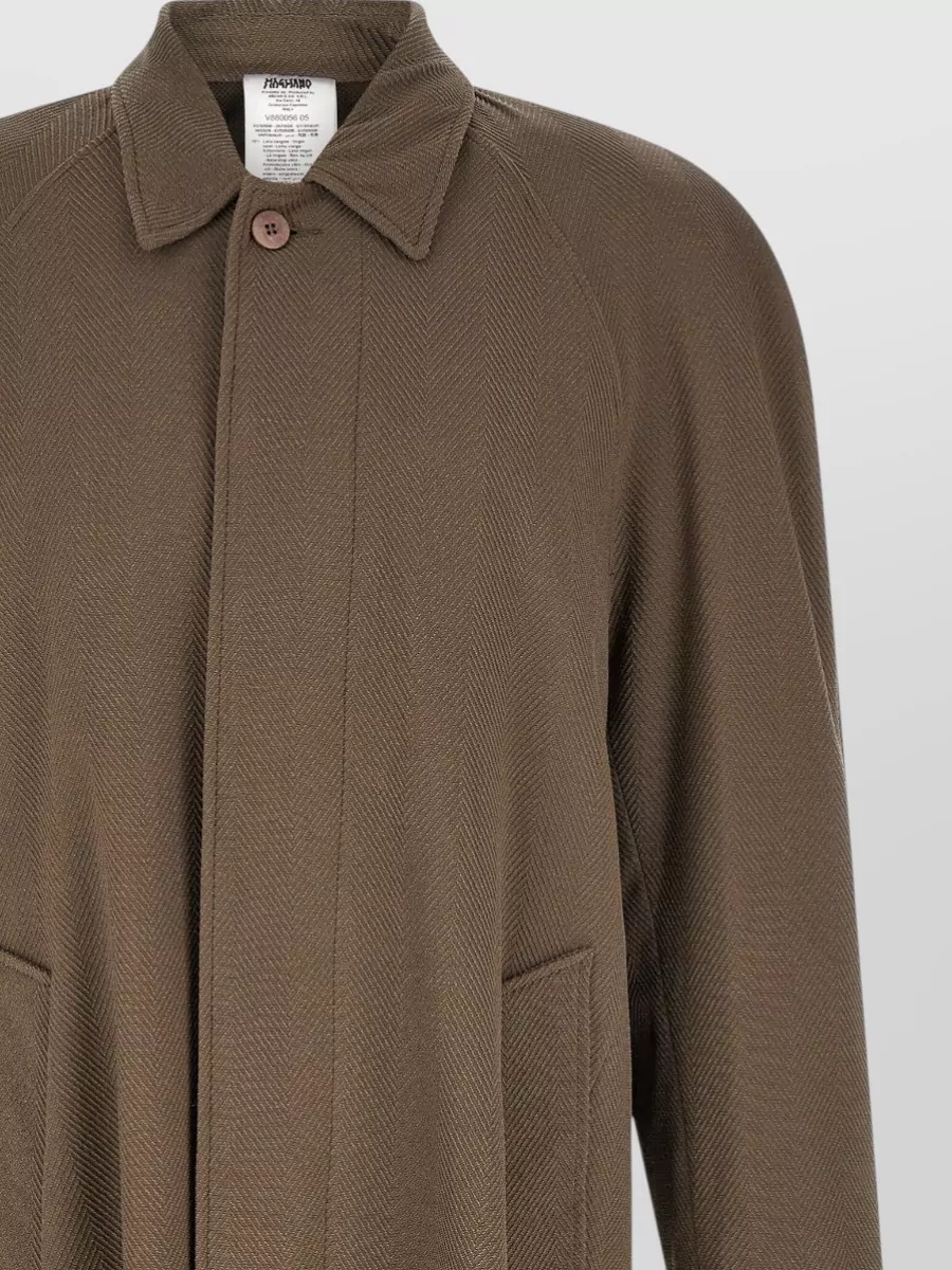 Magliano Virgin Wool Herringbone Single Breasted Coat
