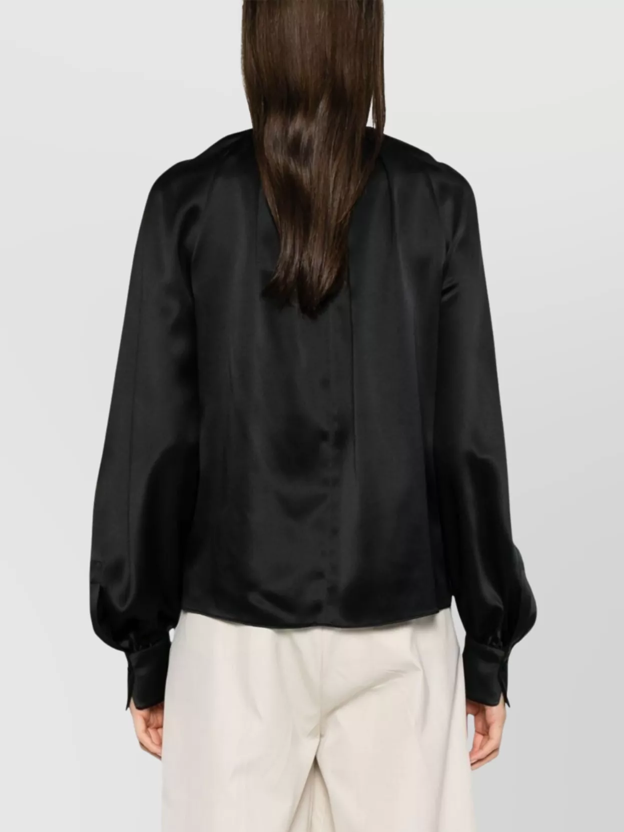 Max Mara Satin Draped Top Long Sleeves