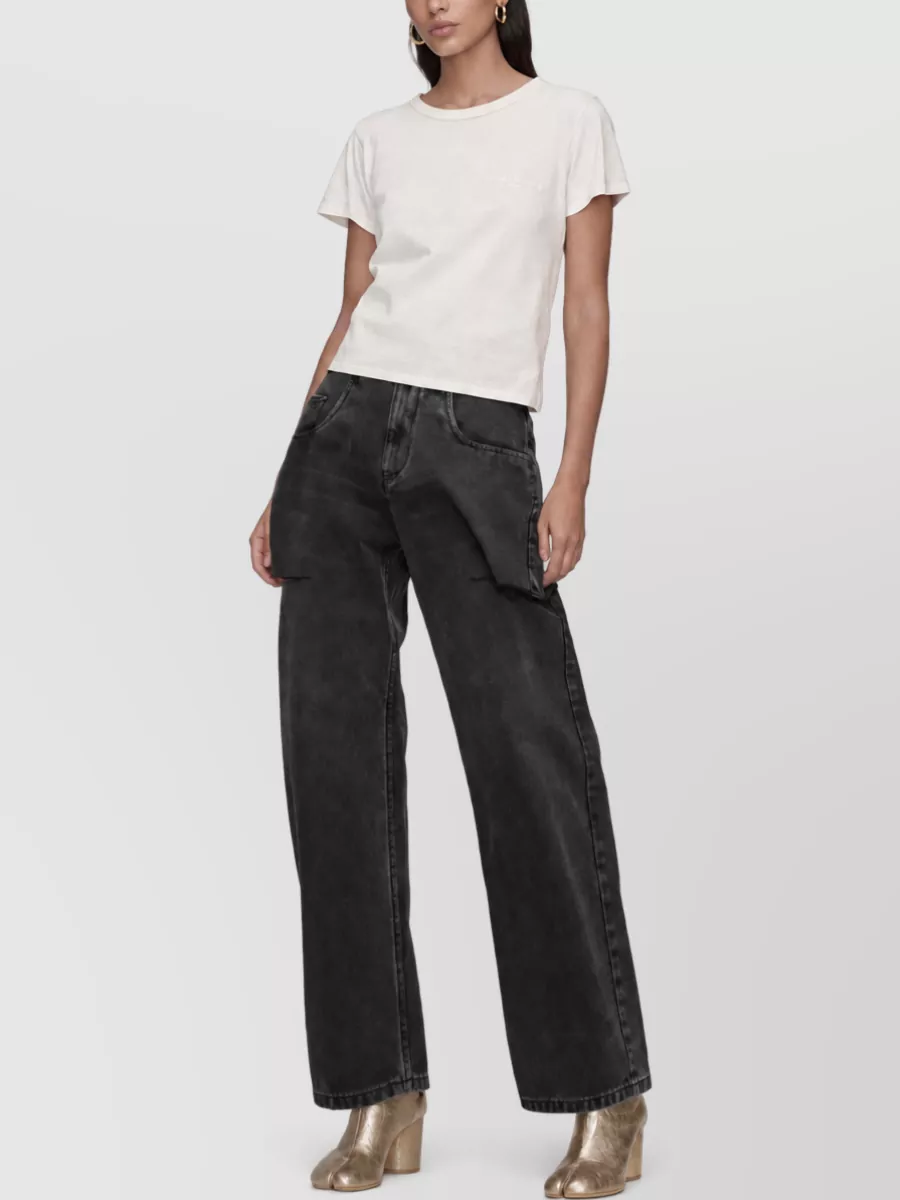 Maison Margiela High Rise Cut Out Wide Leg Jeans