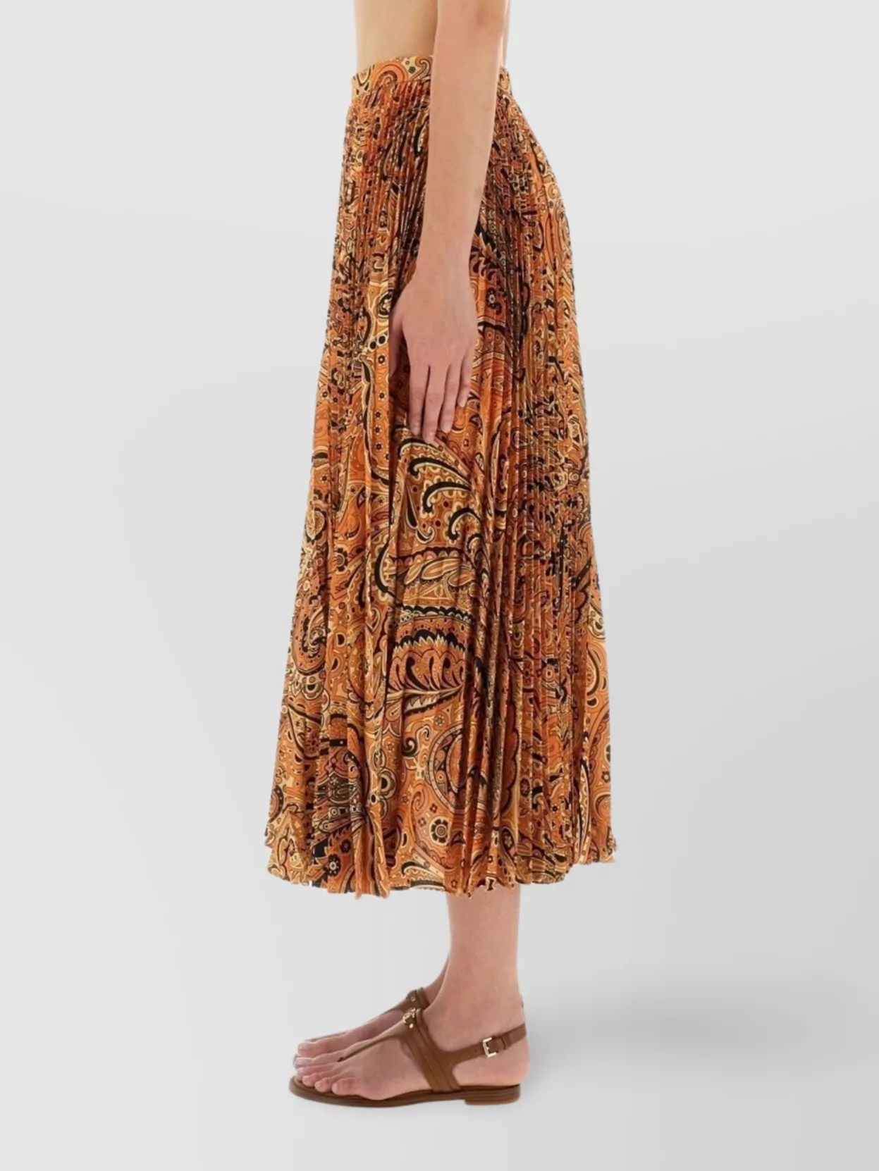 Etro Pleated Paisley Midi Skirt