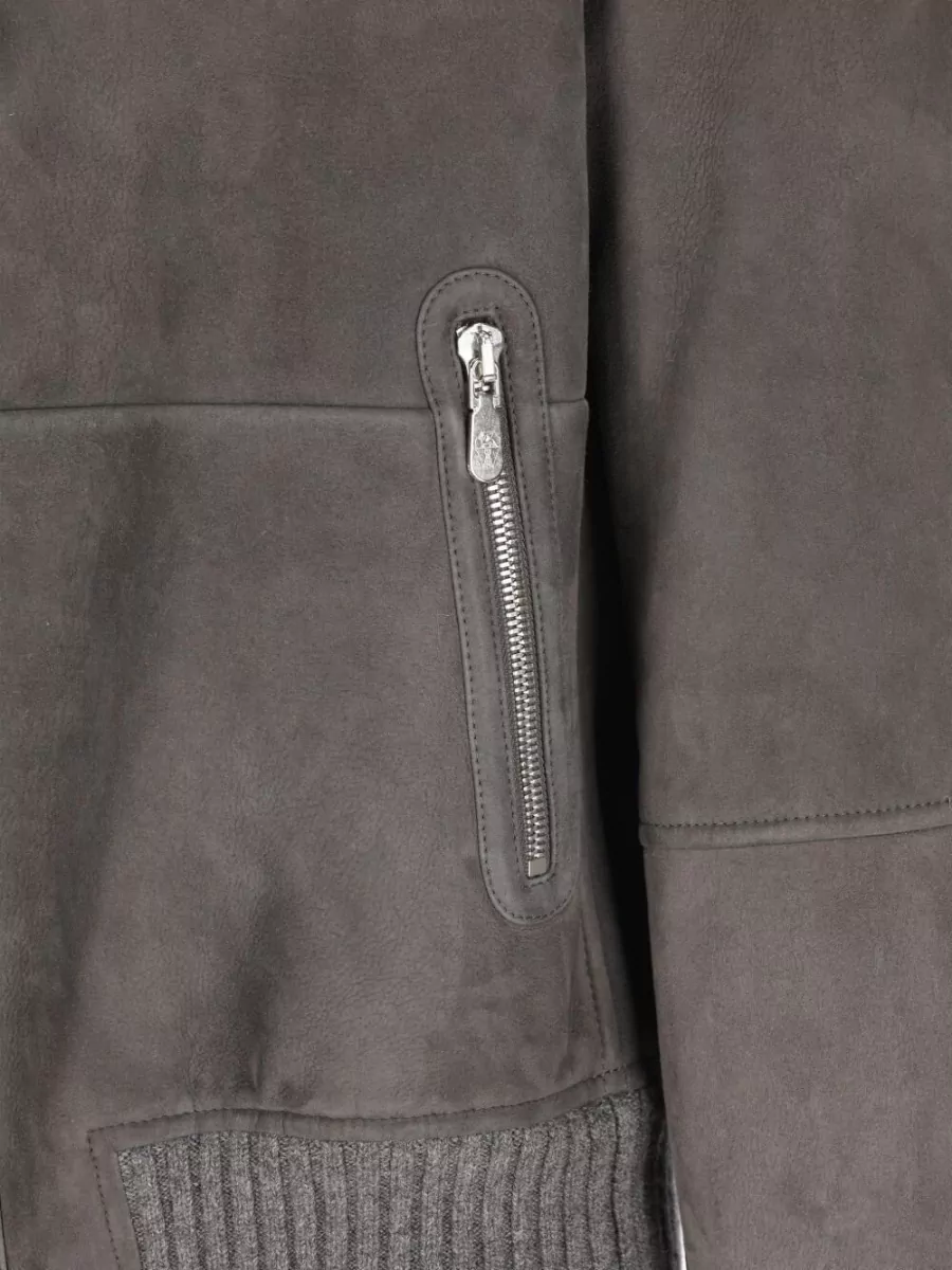 Brunello Cucinelli Shearling High-Neck Bomber Jacket