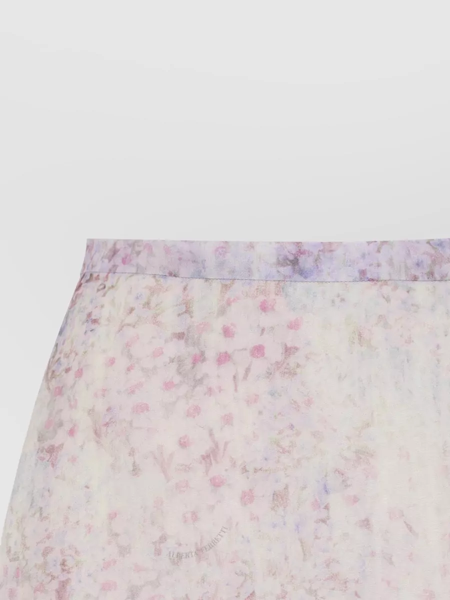 Alberta Ferretti Organza Midi Skirt Floral Pattern