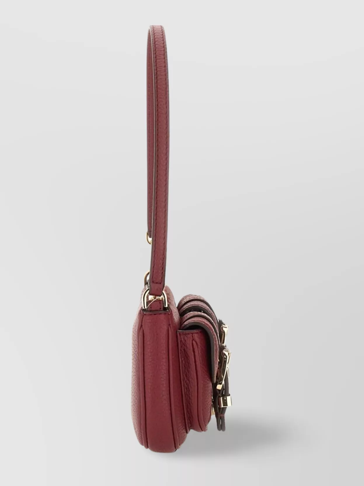 Michael Kors Zoe Bordeaux Shoulder Bag With Two Patch Pockets On The Front In Grained Leather Woman In Burgundy