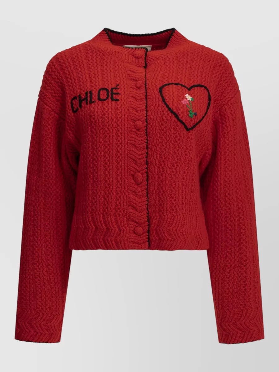 Chloé cashmere wool thick-knit cropped cardigan