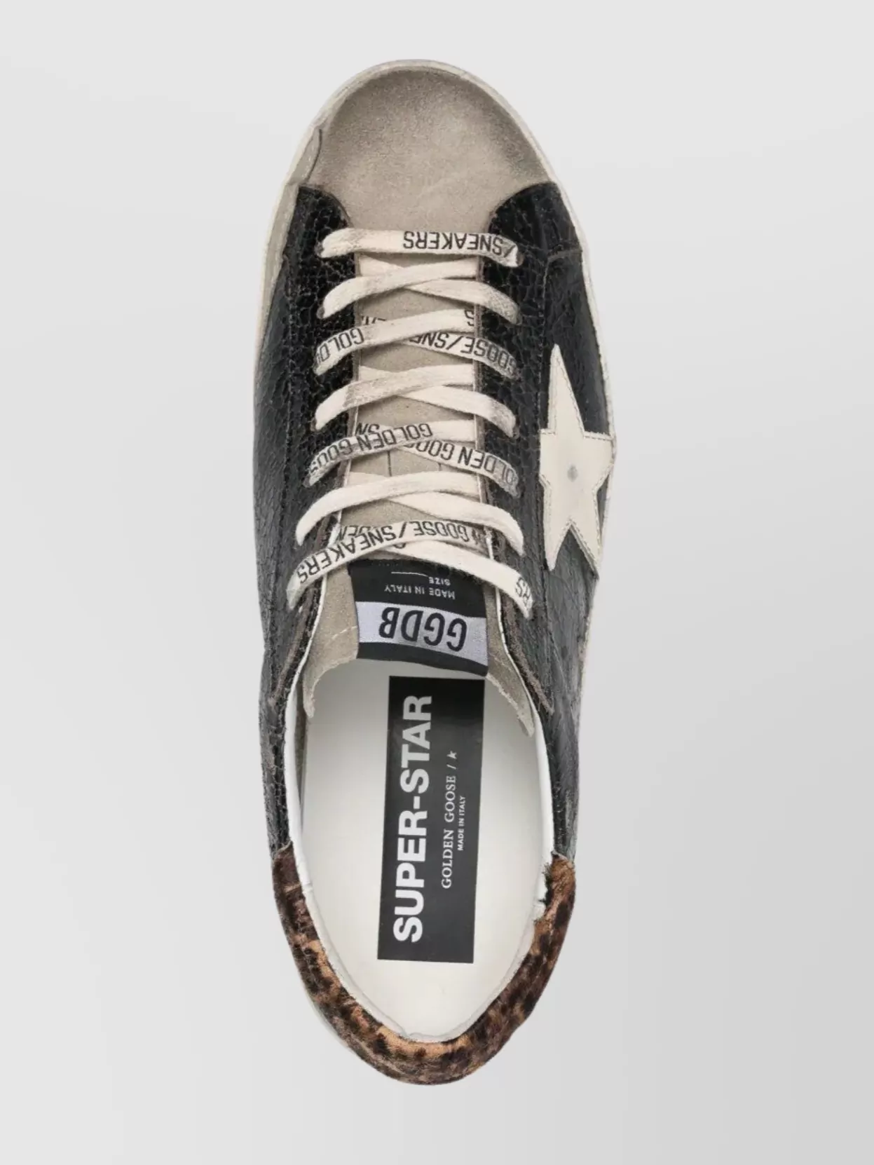 Golden Goose Laminated Super-Star Distressed Animal Print Sneakers