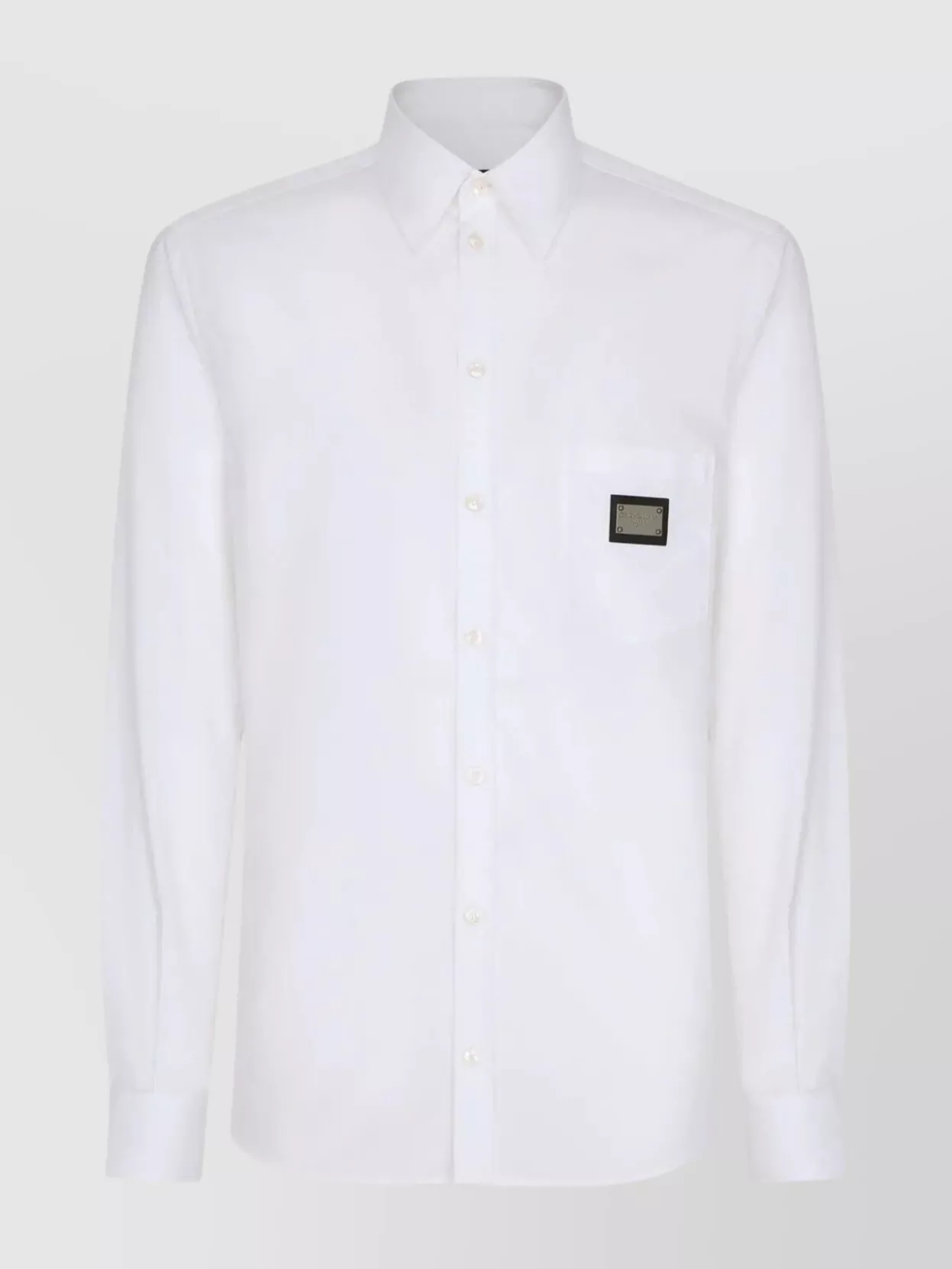 Shop Dolce & Gabbana Collared Shirt With Rear Pleat And Chest Pocket In White