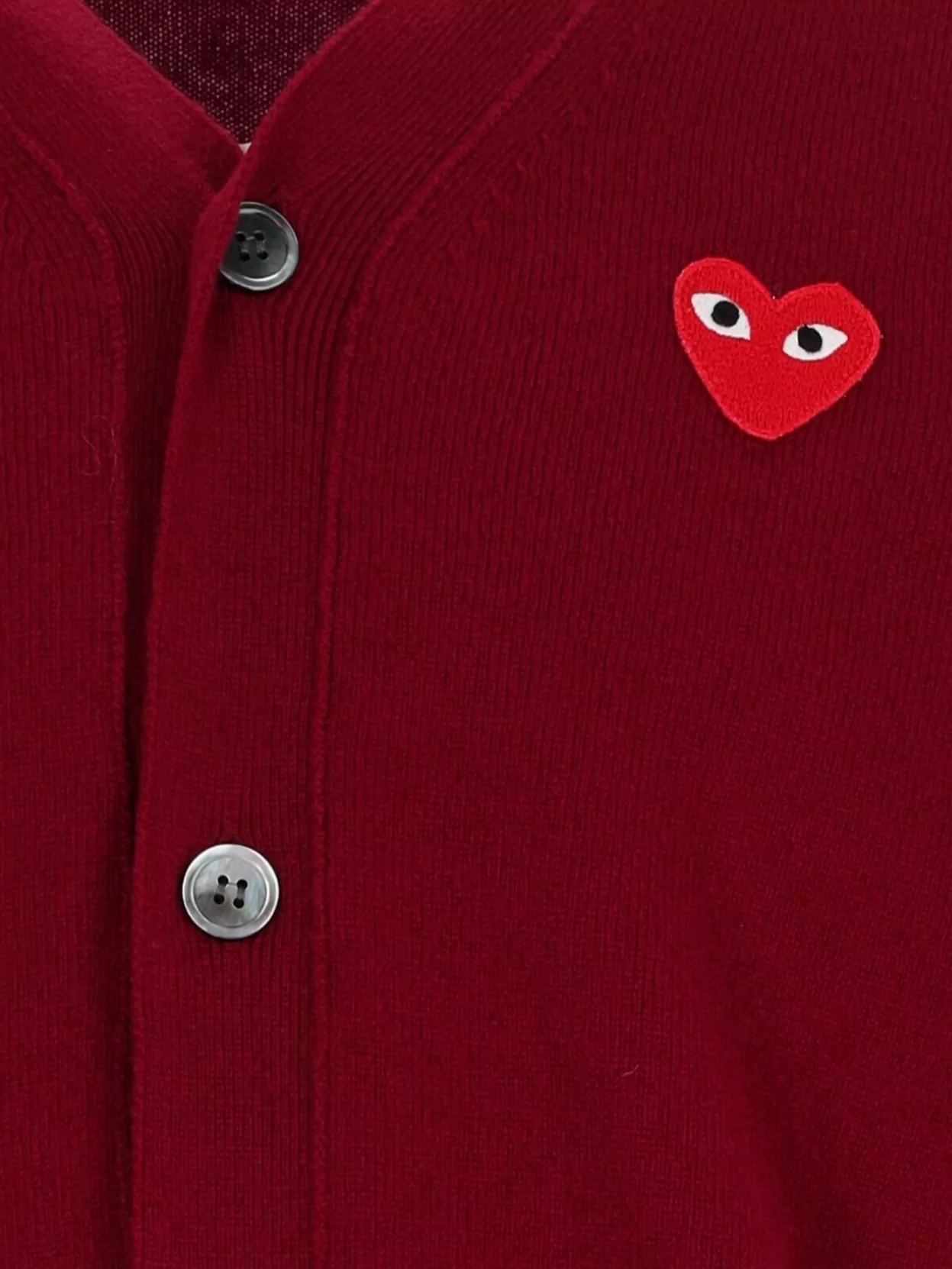 Comme Des Garçons Play Long Sleeve V-Neck Top With Ribbed Cuffs