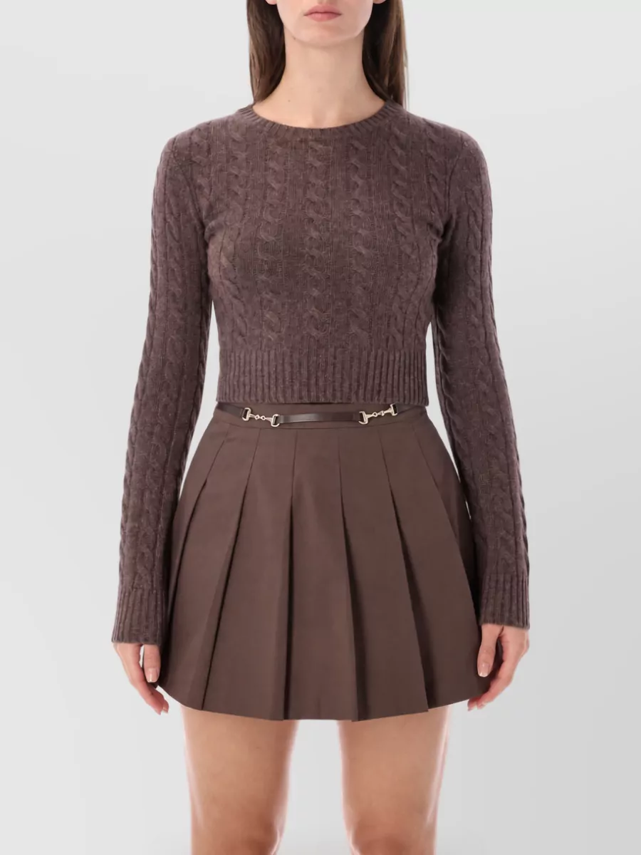 Sporty & Rich cashmere cable-knit cropped sweatshirt