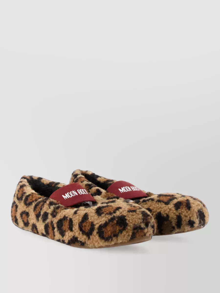 Moon Boot shearling leopard-print ballerina slippers