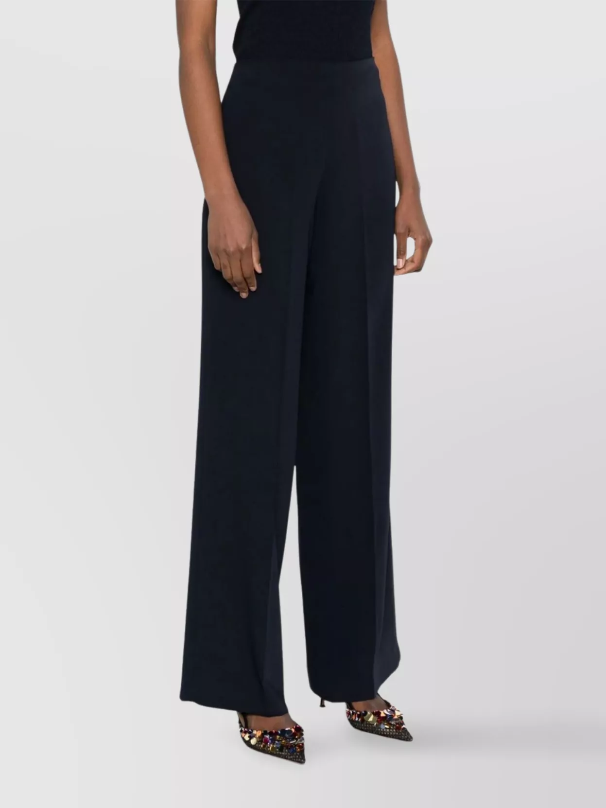 Parosh High Waist Wide Leg Full Length Trousers
