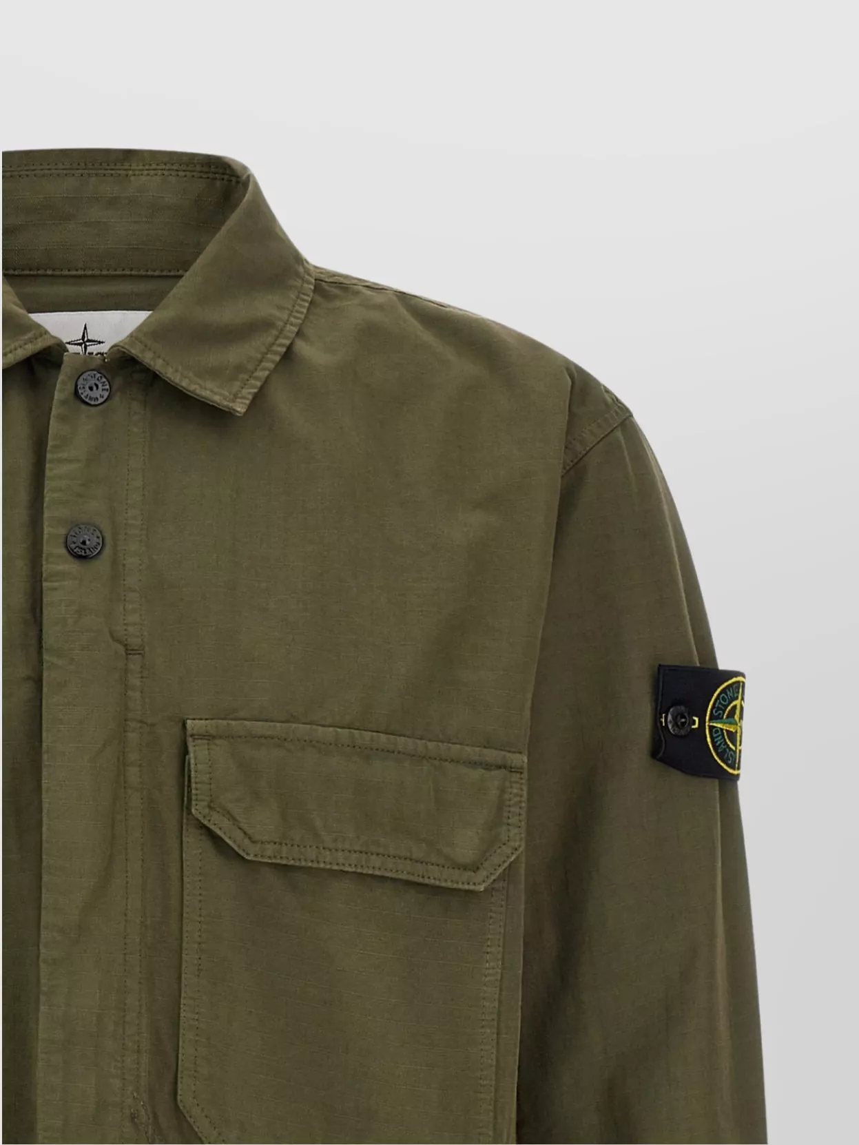 Stone Island Cotton Overshirt Featuring Chest Pockets