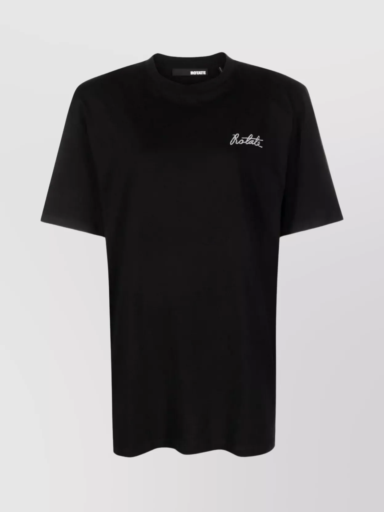 Shop Rotate Birger Christensen Structured Crew Neck T-shirt In Black