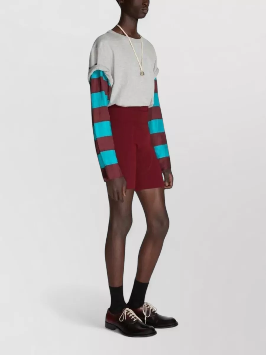 Dries Van Noten Stripe T Shirt Mixed Sleeve Design