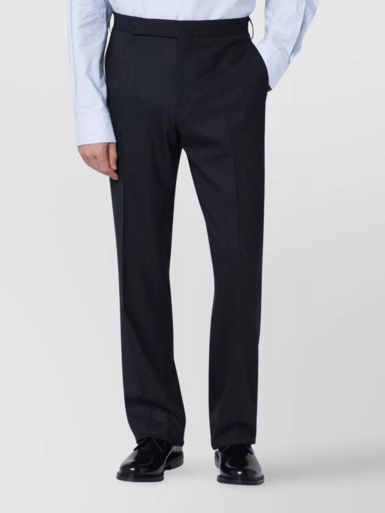 Lardini Tailored Wool Blend Trousers Featuring Pockets In Blue
